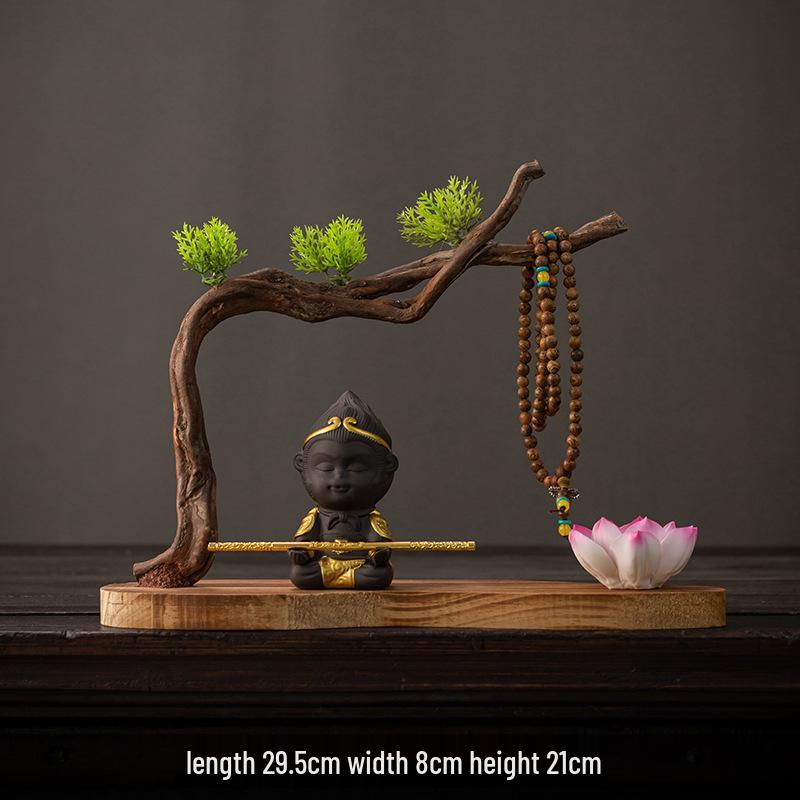 Zen Style Natural Wood Root Carving Ornament: Living Room Decoration & Bracelet Display Stand