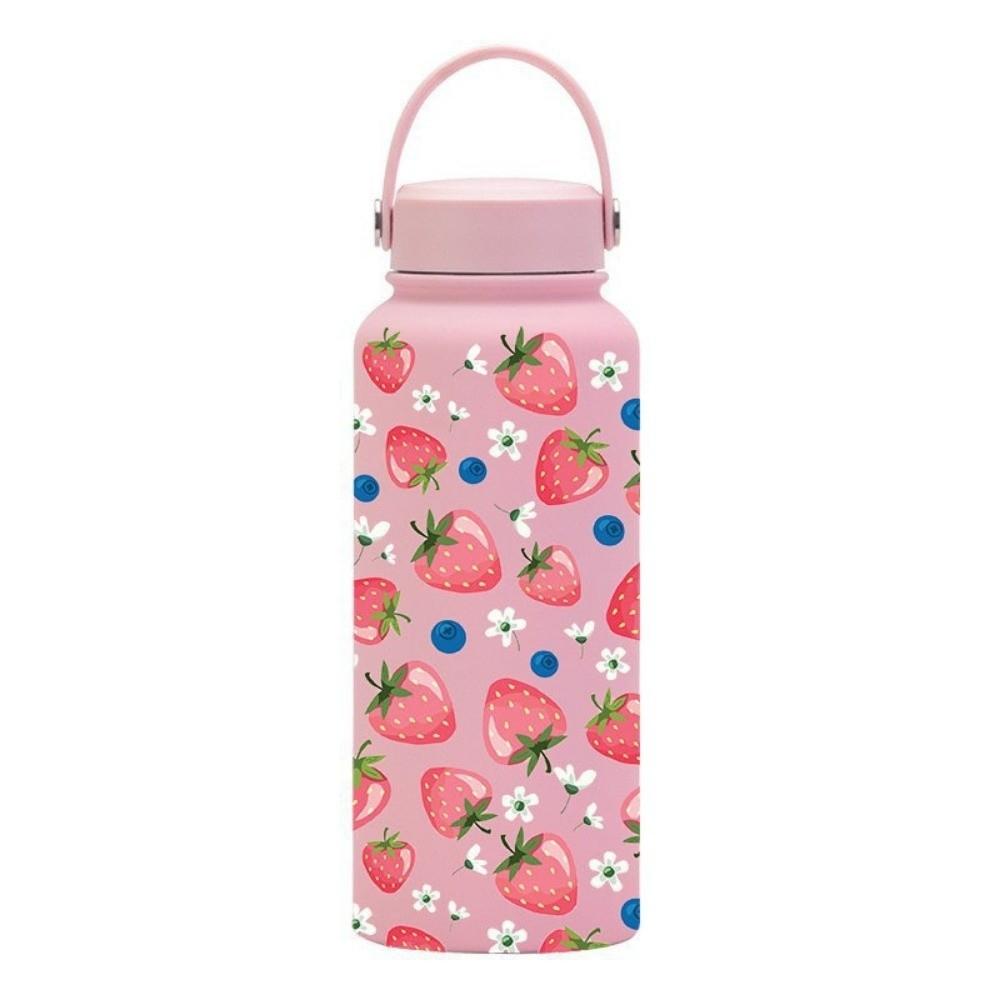 1L Thermal Water Bottle Creative Floral Insulated Bottle Reusable Outdoor Insulated Mug  Household