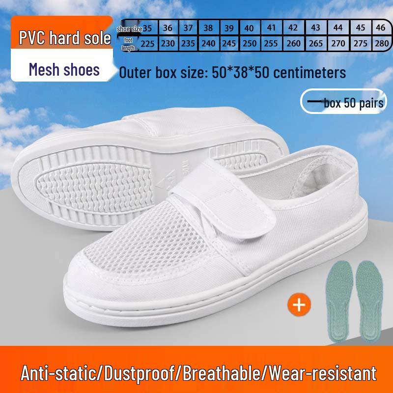 Breathable Anti-static Mesh Shoes with Thick Soft Soles and Non-slip Velcro Canvas