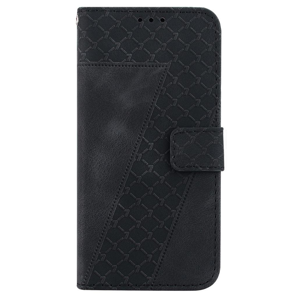 For iPhone 17 Pro Max Stand Case 7-Shaped Pattern Imprint Leather Phone Cover with Strap
