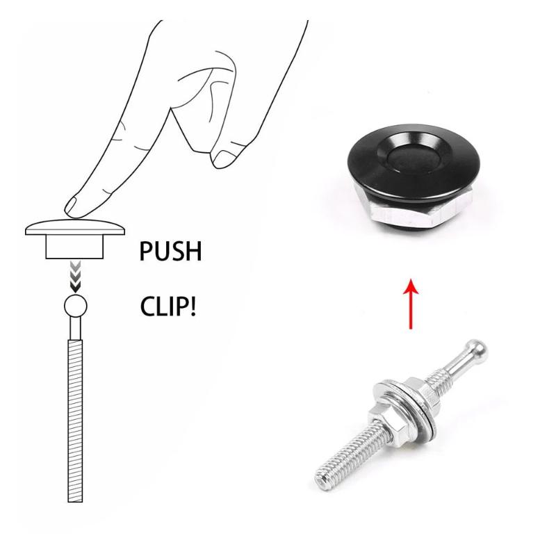 Universal 30mm Push Button Bonnet Hood Pin Lock Clip Kit Quick Latch Release Engine Bonnet Lock Exterior Parts Articles