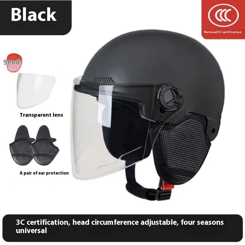 

2025 Сертифицированный 3C шлем для электровелосипеда для мужчин и женщин, зимний защитный шлем для электромотоцикла, теплый и толстый шлем для езды чёрный
