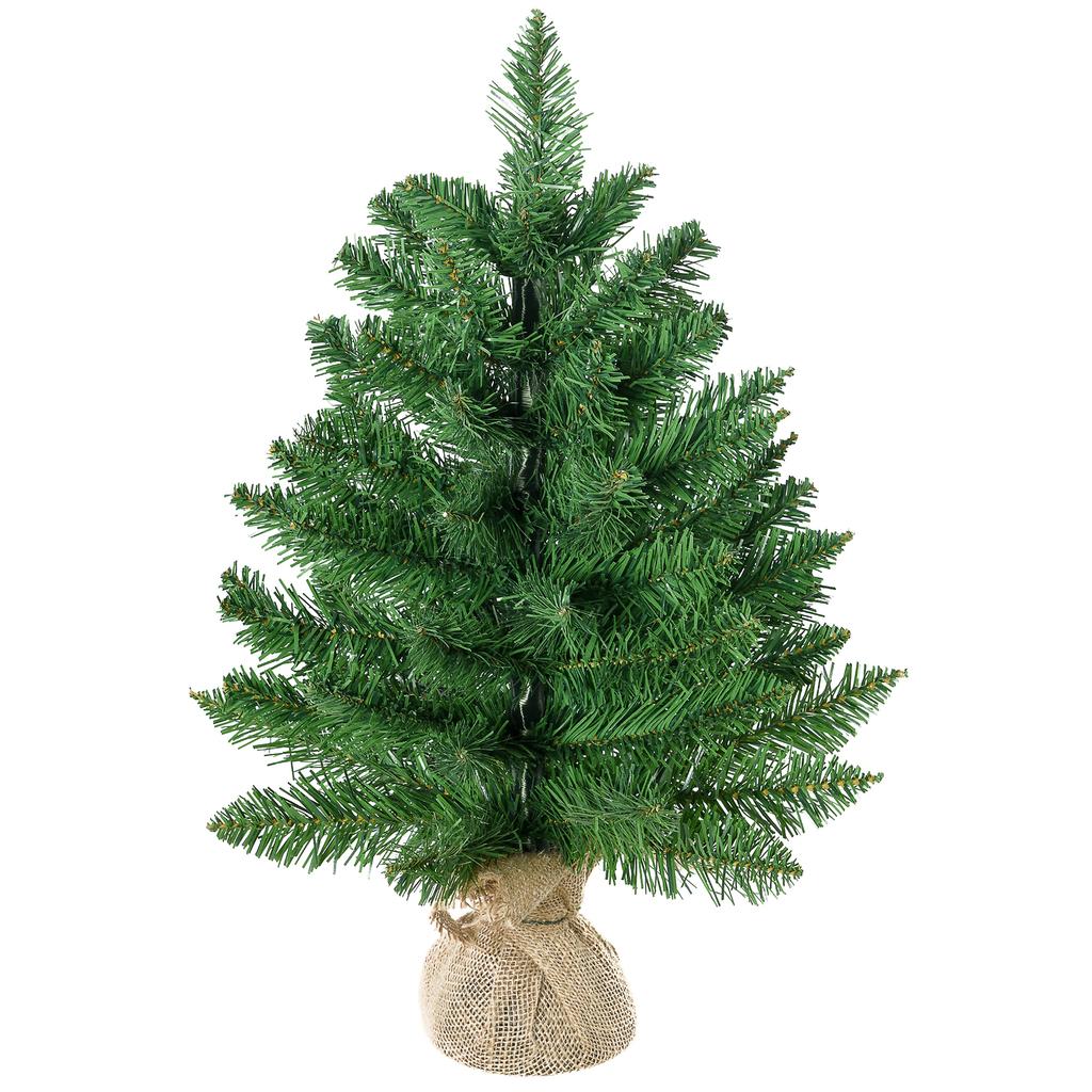 Small Artificial Christmas Tree, 60cm Tall, with 70 Branches, Fabric Base, Realistic Mini Christmas Tree for Indoor Use, Green