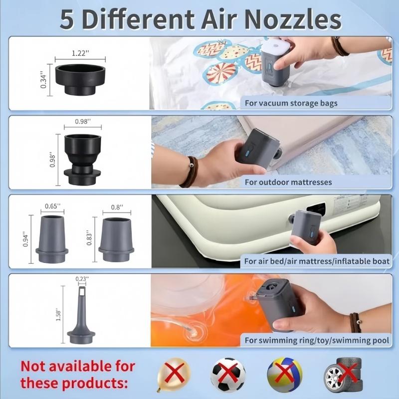 Electric Air Pump Portable Mini Wireless Air Compressor&mattress Pump Inflator/Deflator, Air Beds Boat Vacuum Pump Bags Clothes
