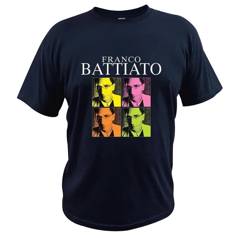 Franco Battiato T Shirt For Men Progressive Rock Celebrative Commemorative Rip T-Shirts Summer Premium 100% Cotton Top EU Size
