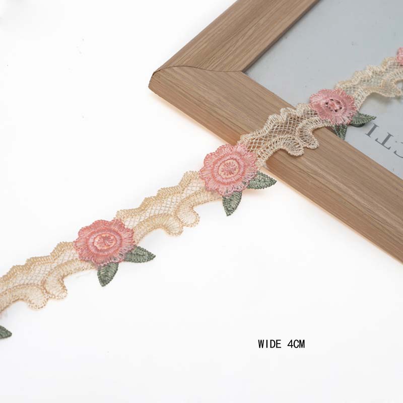 

1 ярд/91см Вышивка Розовое Кружево Ткань Швейная Отделка Сделай Сам Платье Занавеска Украшение