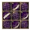 Set di 9 Palle di Natale, Stella Floccata e Design per Decorazione Albero di Natale