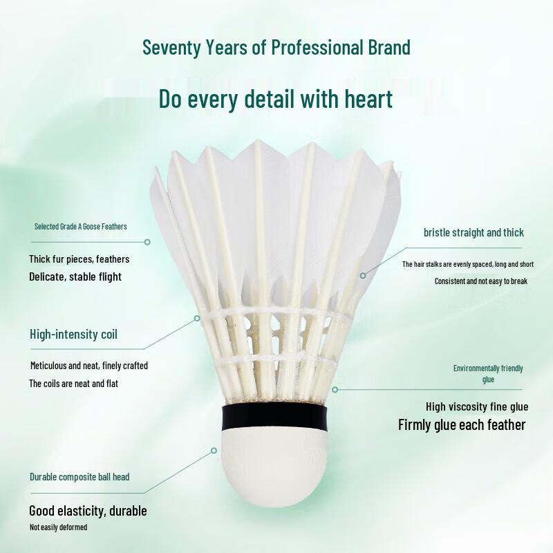 Double Fish Professional Goose Feather Badminton Shuttlecocks (12-Pack)