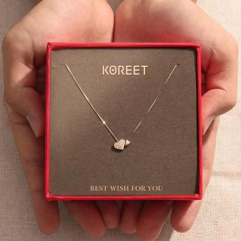 Doppelherz Zirkonia Halskette - Elegante herzförmige Anhänger Schlüsselbeinkette, Perfektes Geschenk für Freundin