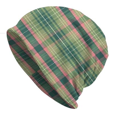 Green Pink Thin Caps For Men Women Scottish Tartan Beanies Ski Caps Soft Bonnet Hats Skullies & Beanies Hat
