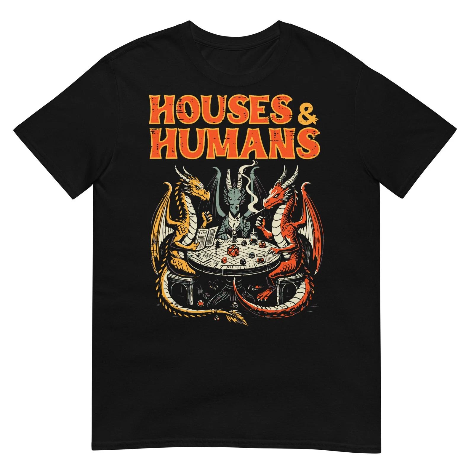 Gaming Houses Humans Funny RPG Parody Gamer Men Boys Kids T-Shirt 4XL