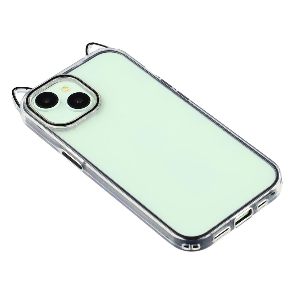 For iPhone 14 Case Cat Ear Design TPU + Acrylic Clear Phone Back Cover