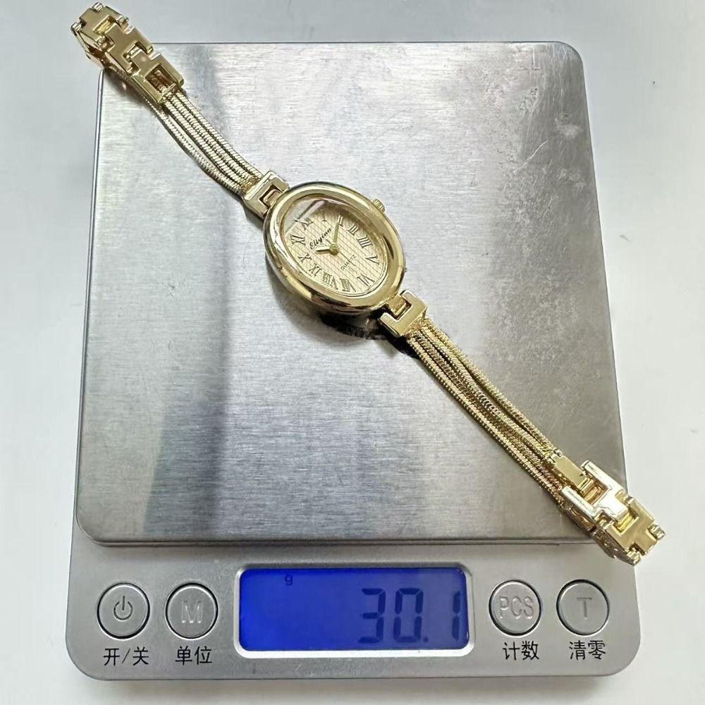 Gold Tassel Chains Watch Alloy Oval Quartz Watch Delicate Quartz Wristwatch  Fashion Wear