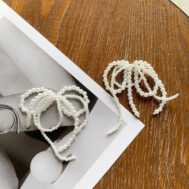 Elegant Pearl Bowknot Charm for Jewelry Making Keychain Necklace Earrings DIYs Crafts Shoe Buckle Ornament Accessories