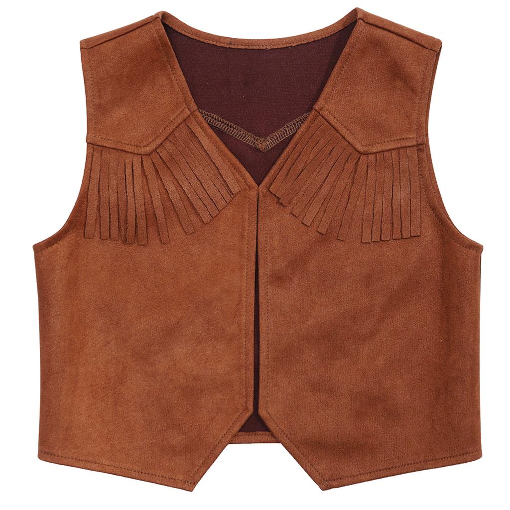 Kids Boys Western Cowboy Cowgirl Vest Halloween Holiday Carnival Party Dress Up Role Play Cosplay Jacket