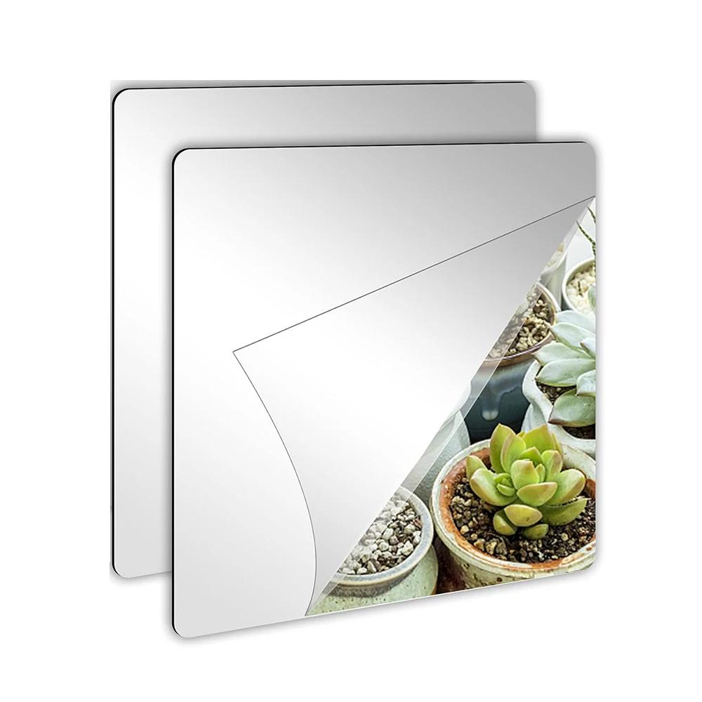 

2/4 шт. 2 мм утолщенные 3D квадратные зеркальные настенные наклейки гибкие DIY акриловые декоративные зеркала с клеем для гостиной домашний декор S 15cmx15cm