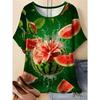 Fashion Women's Crew Neck Short Sleeve 3D Casual Color Printing Casual Short Sleeve Crew Neck T-Shirt