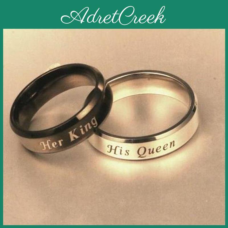 His King Her Queen Letter Ring Hand Jewelry Decorative Ornaments Gift Fashion