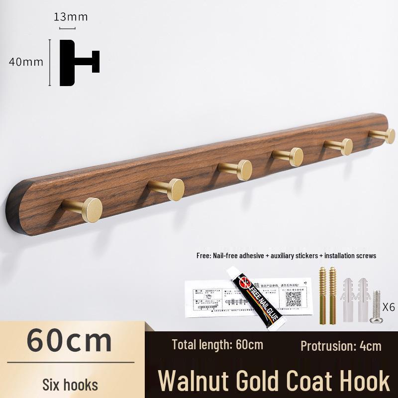 Solid Wood No-Punch Adhesive Coat Rack: Tiered Entryway/Wall/Door Mount Hanger
