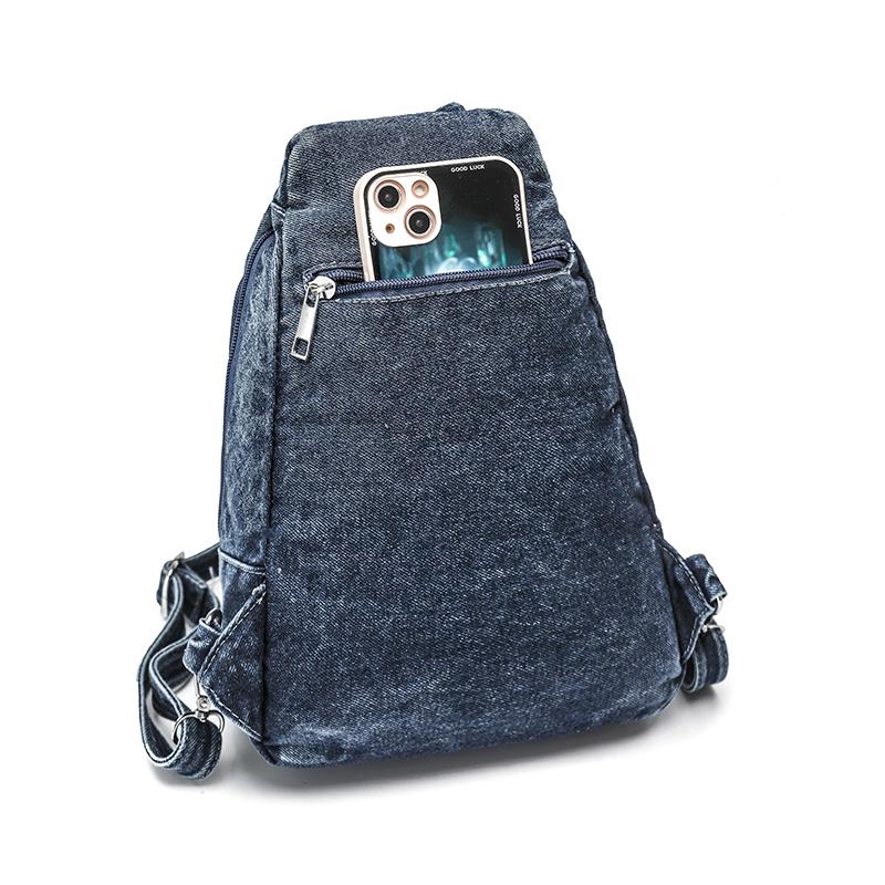 Vintage Denim Bag Multi-functional Chest Bag Women Backpack