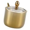 Stainless Steel Sugar Containers Gold/Silver 304 Stainless Steel Sugar Bowl Clear Lid Spoon Kitchen Condiment Pot