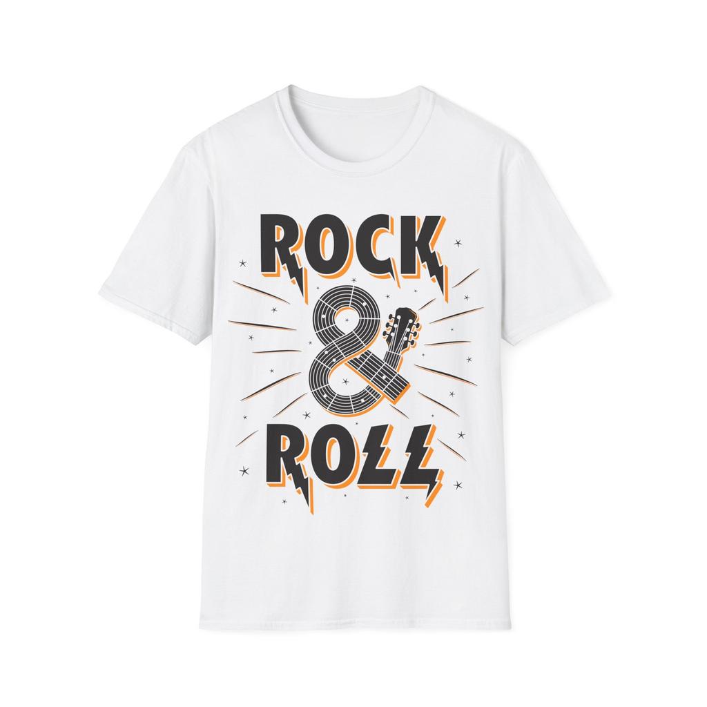 Rock'n'Roll Guitar Tee, Unisex Softstyle T-Shirt, Music Lover Top, Rocker Shirt
