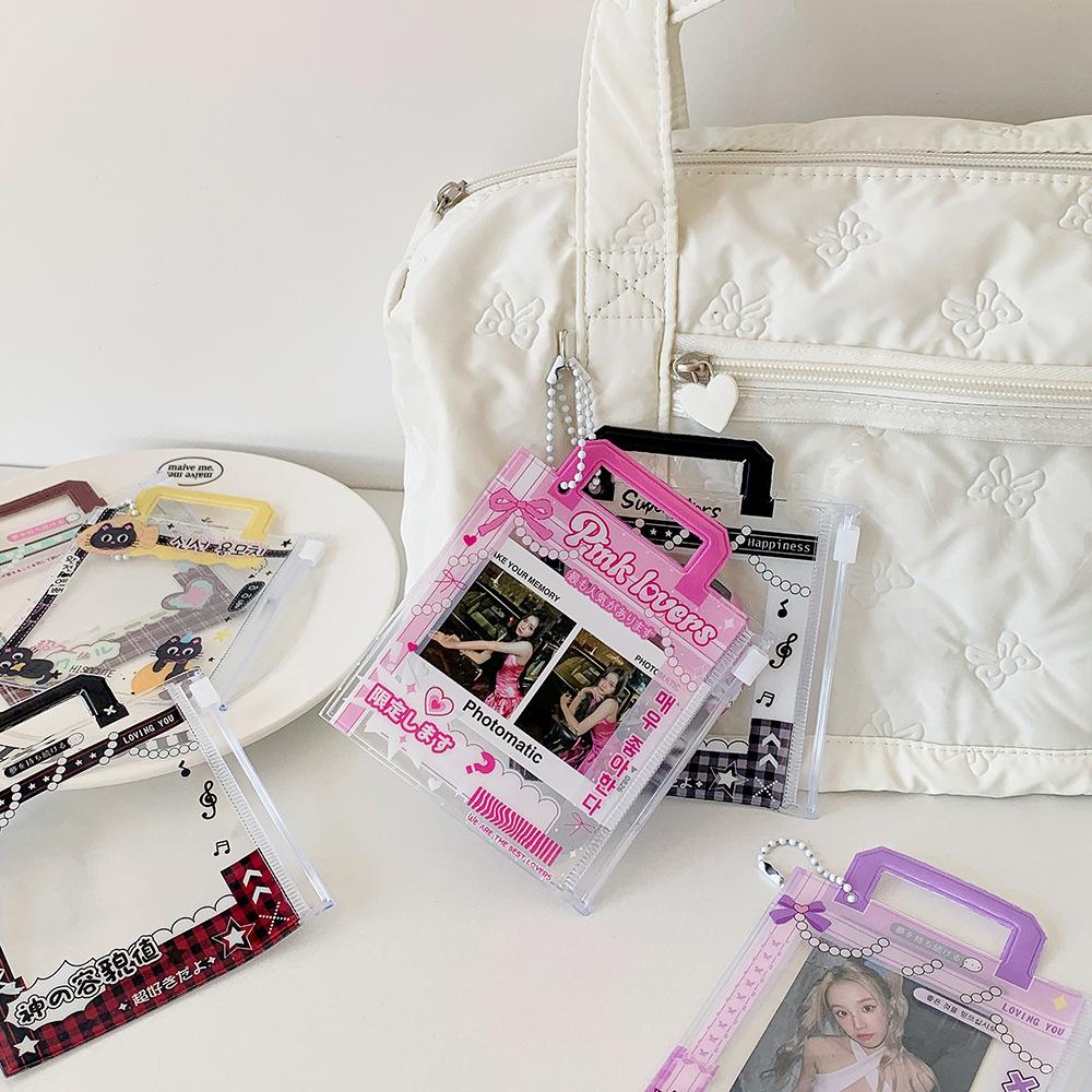 Aesthetic Kpop Photo Card Holder 3 Inch Creative Display Pouch with Lanyard for Collectors Cute Student Anime Badge Carrier