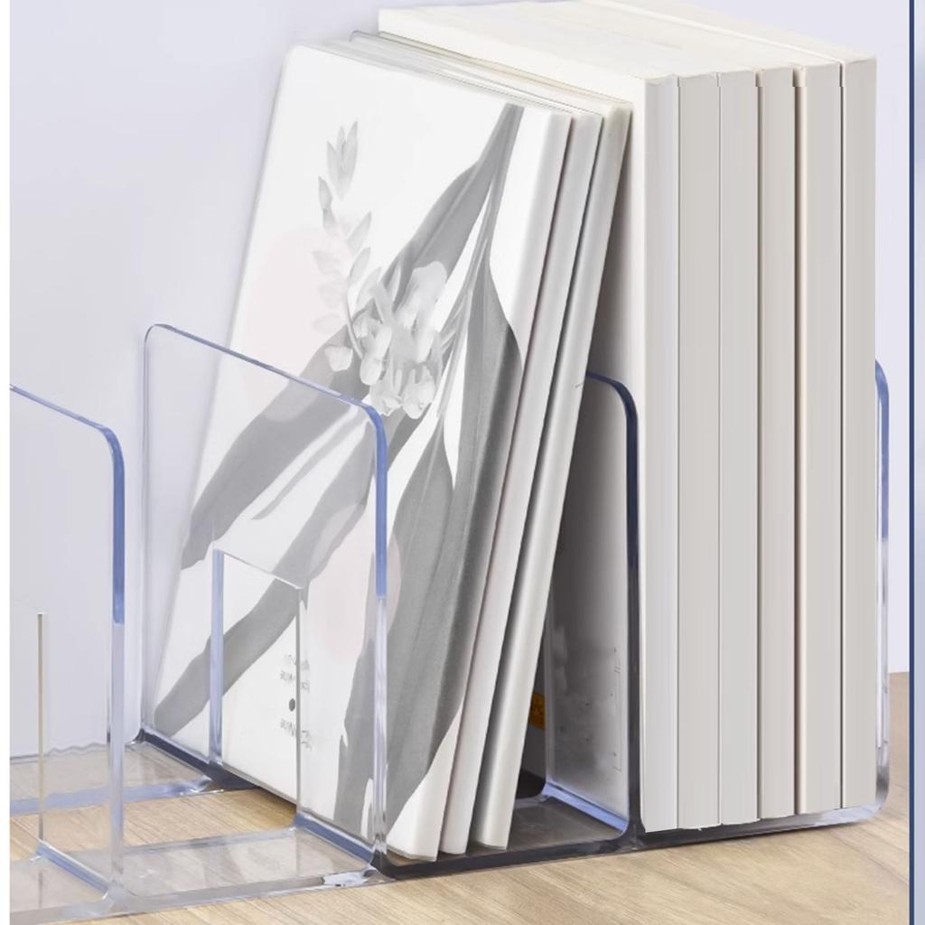 Clear Acrylic Bookends Drop Scratch Resistant Transparent Desk File Sorter for Home School Office
