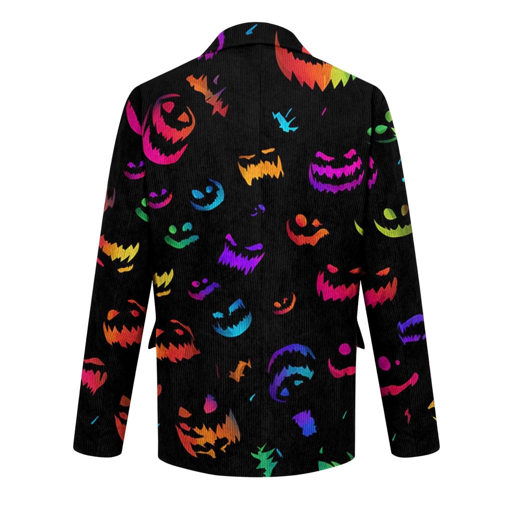 Męski styl biznesowo-casualowy z sztruksu z nadrukiem Halloween