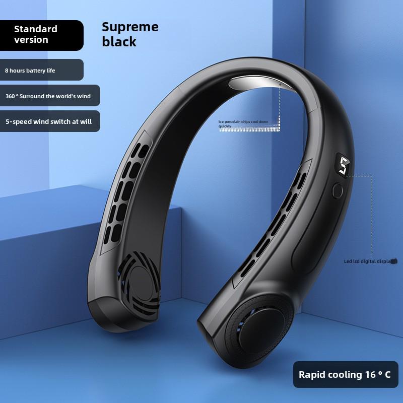 2024 Stylish USB Rechargeable Neck Fan: Portable, Silent, Leafless Cooling Device