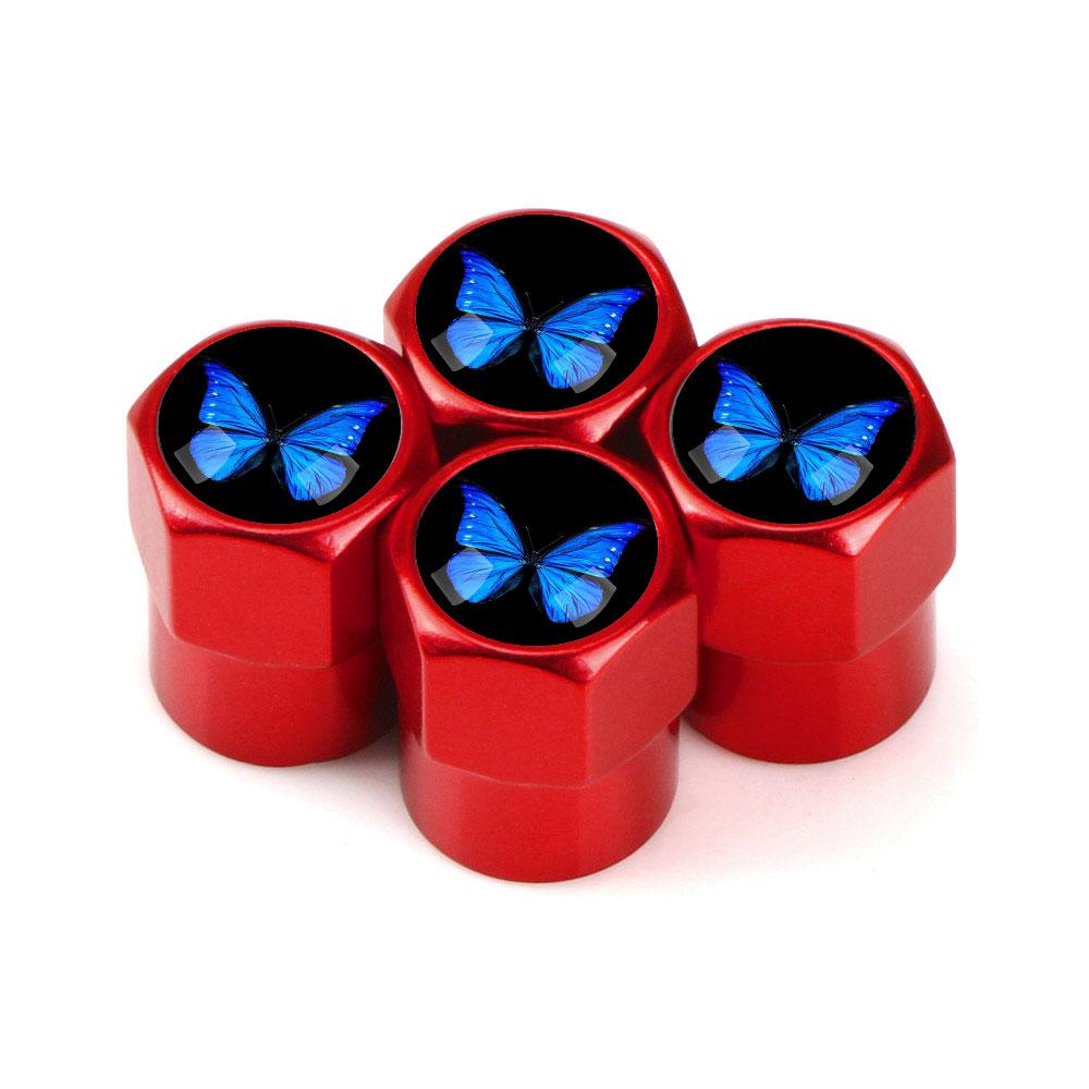 

4 шт. Универсальные колпачки штоков воздушных клапанов колесных шин для самостоятельной установки, наклейки на автомобиль, для автомобилей, мотоциклов, автоаксессуары, декор, подарок, в форме бабочки красный