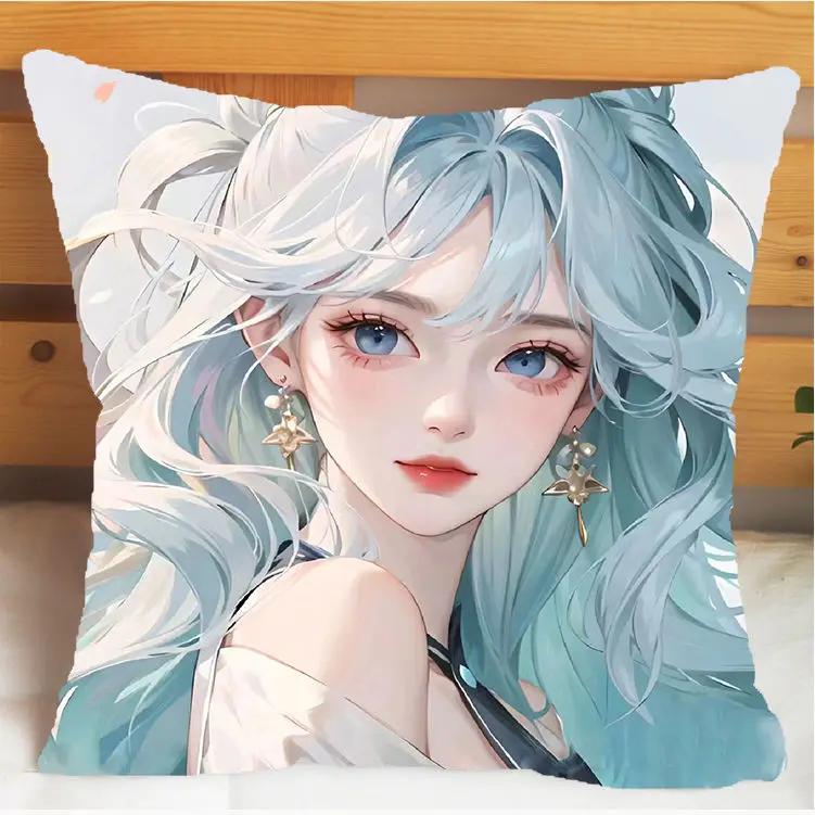 Arena of Valor Honor of Kings Xi Shi Polštář a Povlak na polštář Potah na polštářek Oboustranný tisk Plyšové Dekorační polštáře 40x40cm