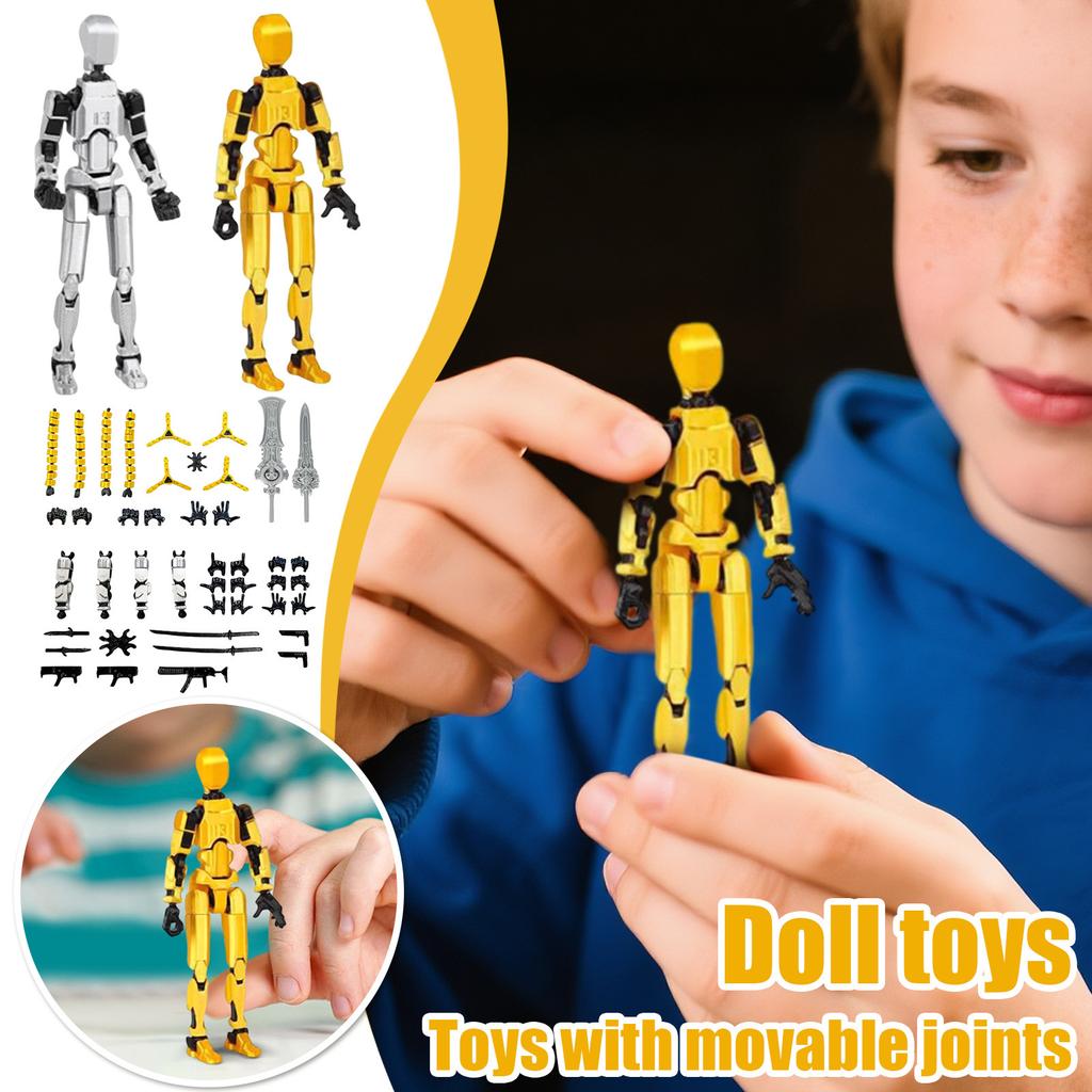 3D Action Figure Set (Assembly Completed) 2 Pcs, 3D Printed Multi-, 13 Action Figures, Multi-Articular Mobile Robot,Desktop Decorati