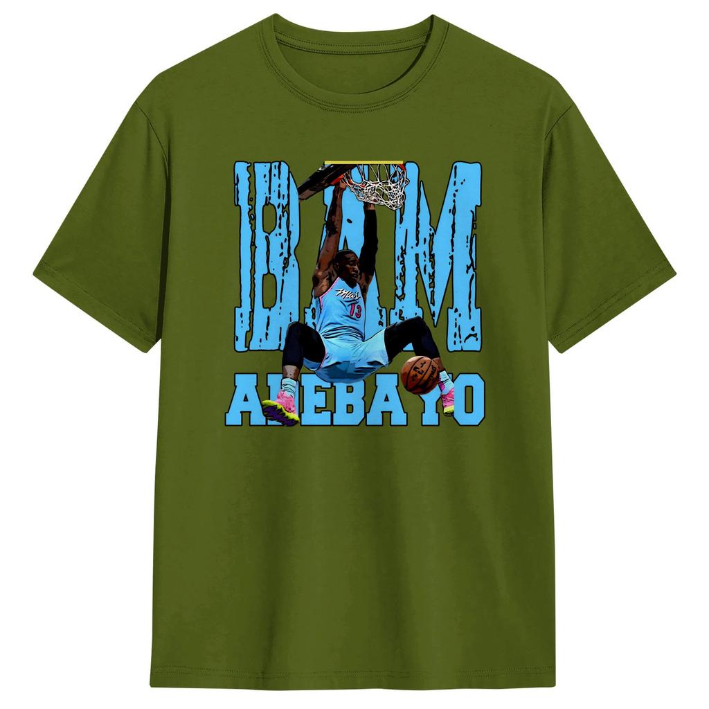 Bam Adebayo Men T Shirts Creative Tee Shirt Short Sleeve Crewneck TShirt Cotton Birthday Present Clothes