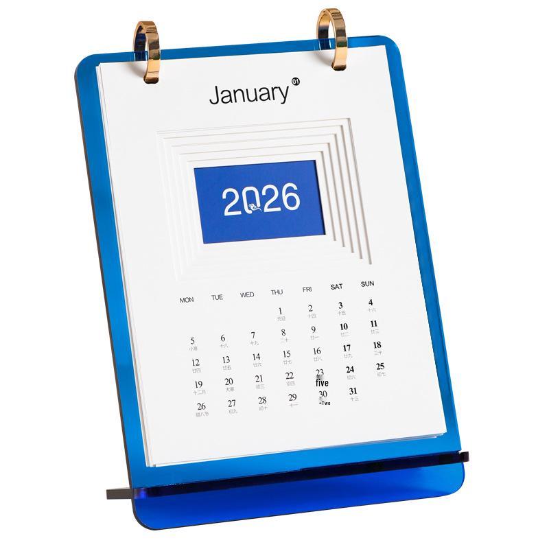 2026 Jahr des Pferdes Acryl-Schreibtischkalender - Einfacher Ins-Stil, Anpassbares Büro-Ornament