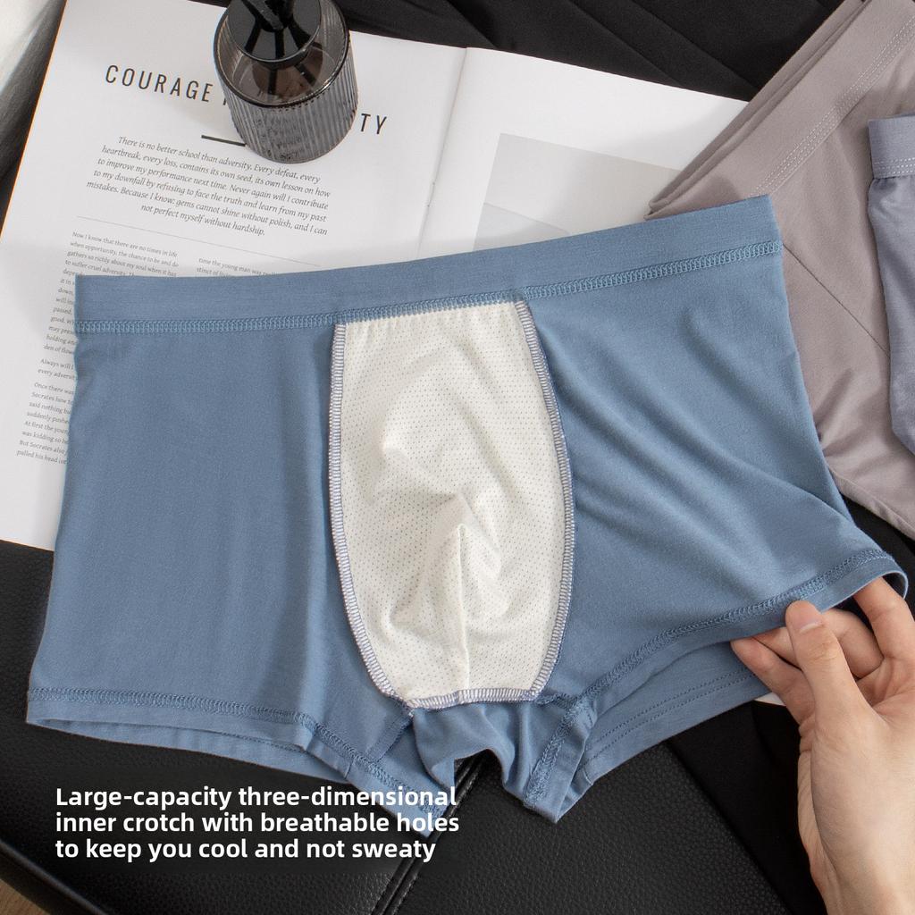 Men's Spring and Summer Simple Solid Color Soft Elastic Antibacterial Crotch Waist Flat Angle Briefs