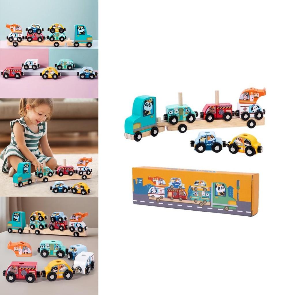 Wooden Animal Pattern Magnetic Car Building Block Children Puzzle Toy Set For Early Education And Cognitive Development