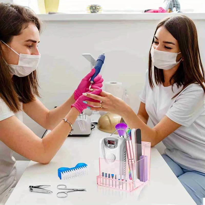 1PC Nail Drill Bits Holder Display Clear Display Box Transparent Makeup Organizer Nail Manicure Tools Acrylic Display