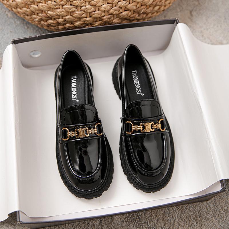 

668-30 маленькая ветровка кожаные туфли толстый каблук платформа лоферы женские большой размер женская обувь 43