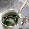 New Thickened Stainless Steel Strainer Fine Mesh Wooden Handle Skimmer Spoon Long Handle Dumpling Strainer Kitchen Tool