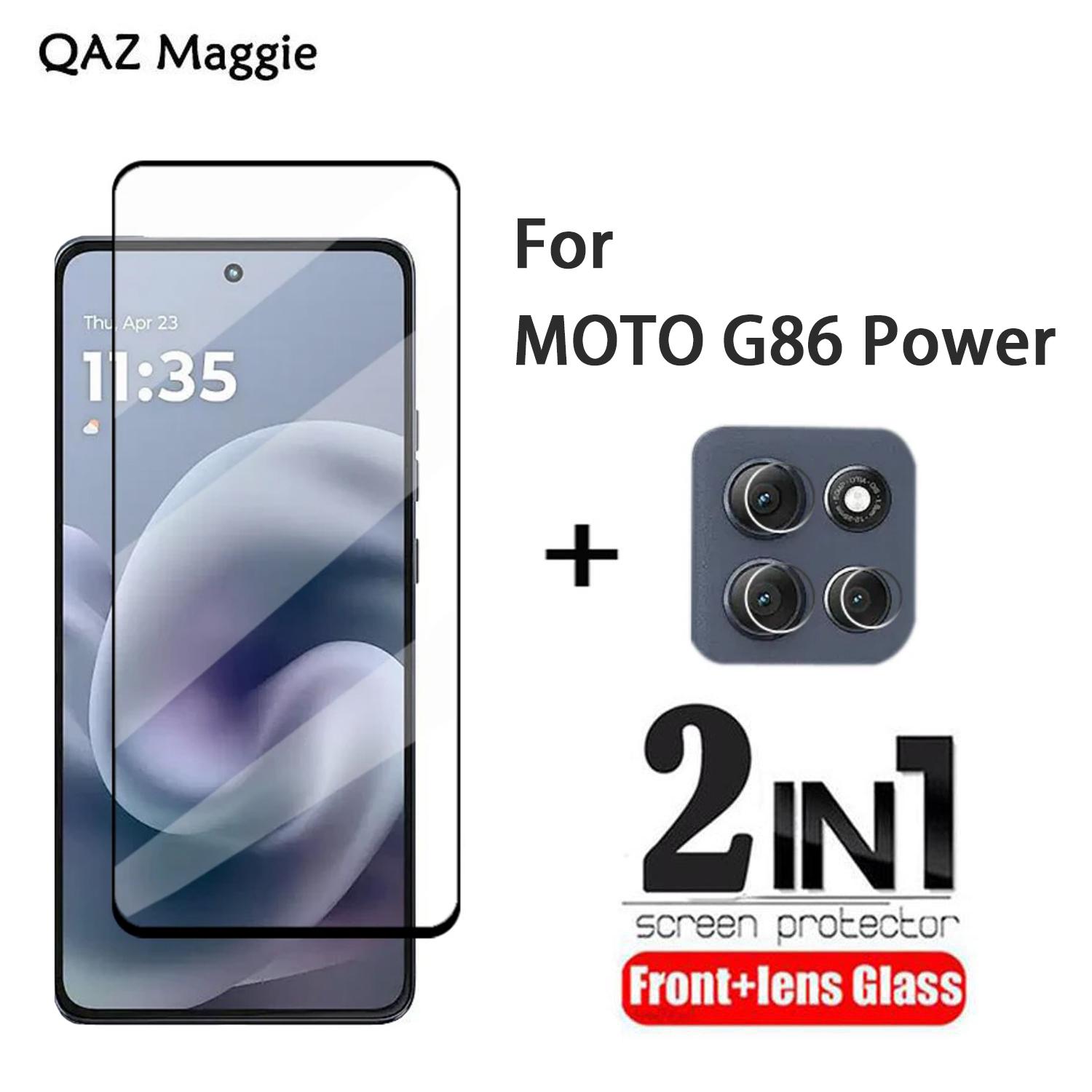 

2в1 Для MOTO G86 Power Стекло Полное покрытие Защитная пленка для экрана Закаленное стекло + Пленка для объектива камеры MOTO G86 Power