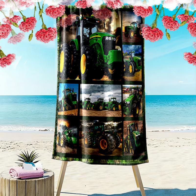 Tractor Truck Print Beach Towel, Large Soft Quick Dry Towel for Beach Camping Swimming