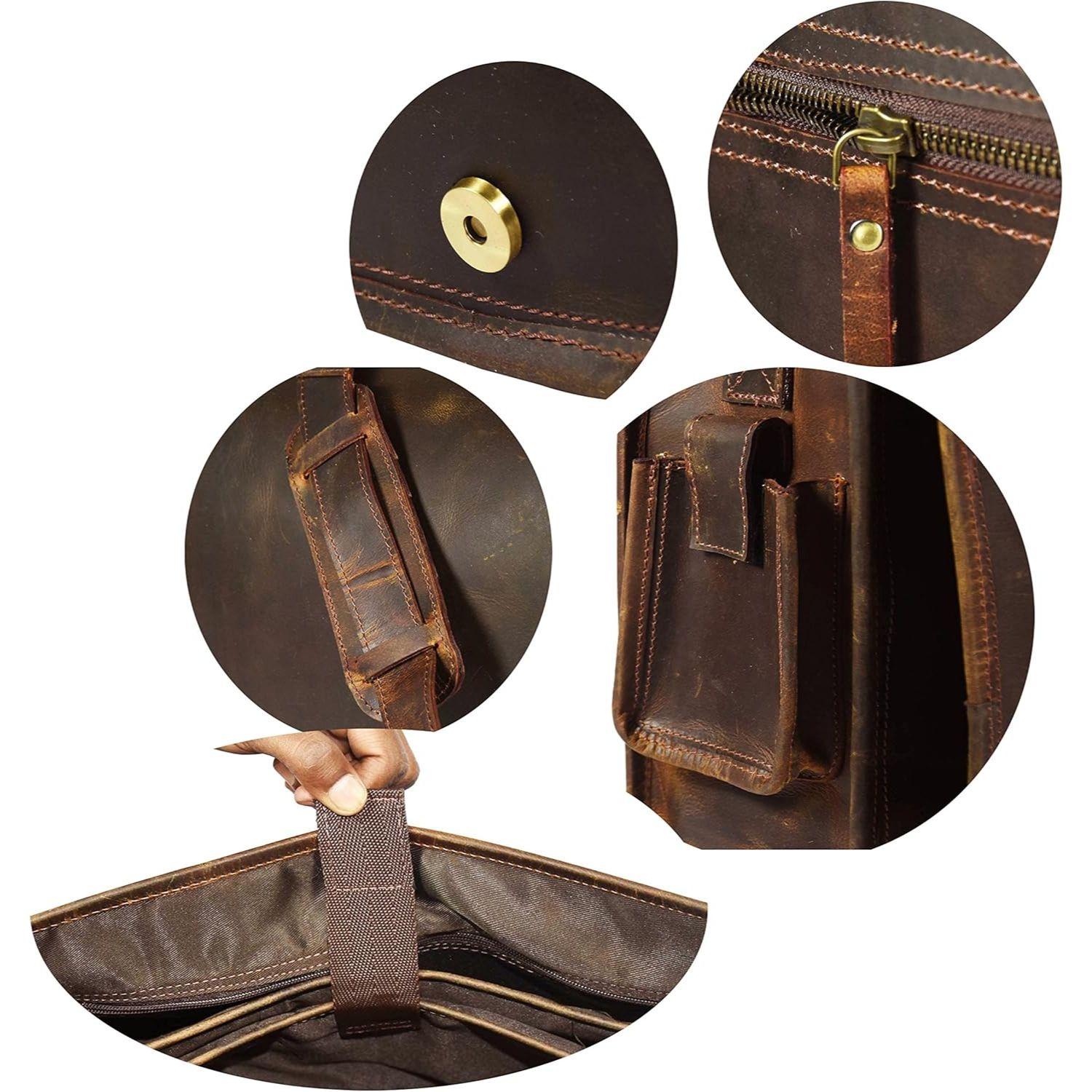 кожа 16 дюймов кожа винтажная деревенская сумка через плечо курьерская сумка сумка — фото 7