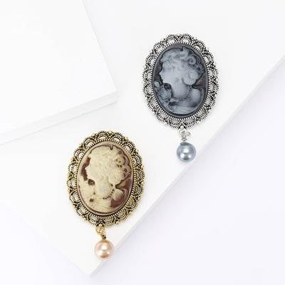 Dvorní retro slitina korálek krása hlava brož personalizované všestranné dámské oblečení korsáž šperky pin