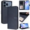 For iPhone 17 Pro Wallet Case RFID Blocking Calf Texture Leather Stand Phone Cover with Strap