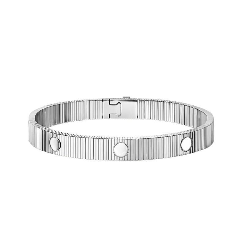 Stainless Steel Titanium Bracelet Men Women Geometric Stripe Screw Design Minimalist Adjustable Bangle Jewelry