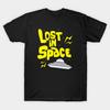 Men Black Print T-shirt Lost In Space Retro Ufo No-Cut Transfer Paper Print Cotton Tshirt