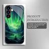 Green Aurora Tempered Glass Phone Case Suitable for Samsung Galaxy S26 S25 S24 S23 S22 S20 FE/Ultra/Plus Anti Drop Back Cover