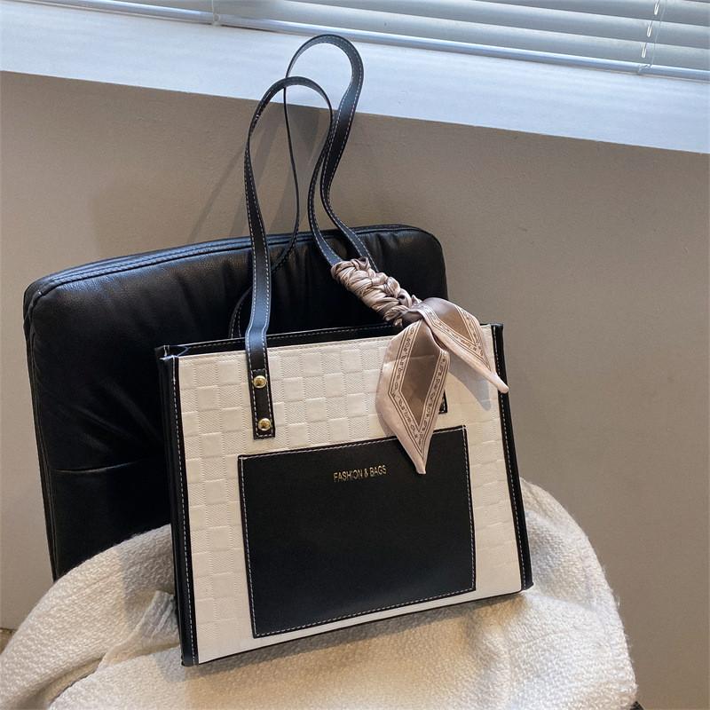 Trendy Large Handbag With Scarf For Women Cross-border Fashion Shoulder Bag белый