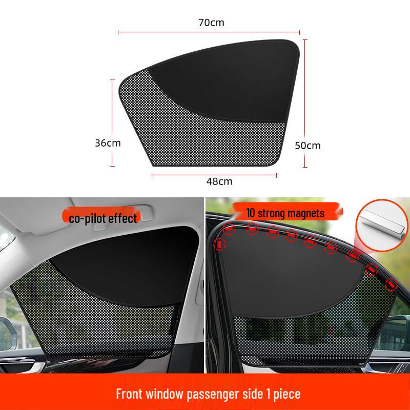 

Magnetic Car Window Sun Shade Curtain with Heat Insulation & Mosquito Net